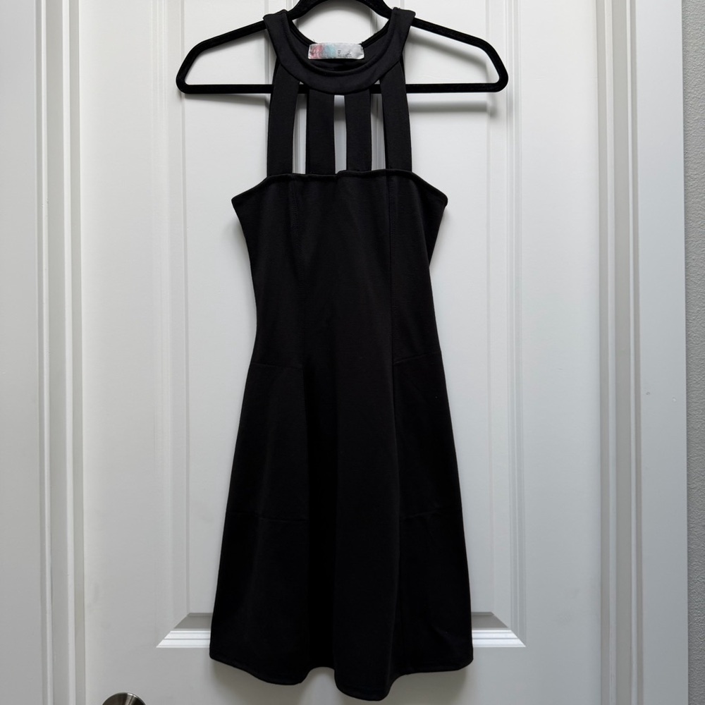 FREE PEOPLE BEACH CAGE SLEEVELESS FIT AND FLARE SKATER DRESS BLACK XS